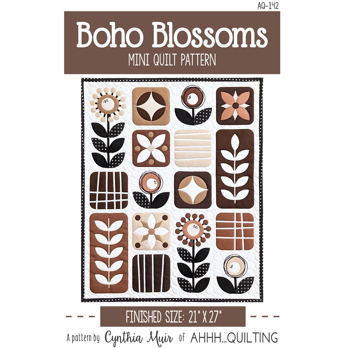 Boho Blossoms Mini Quilt AQ-142e - Downloadable Pattern