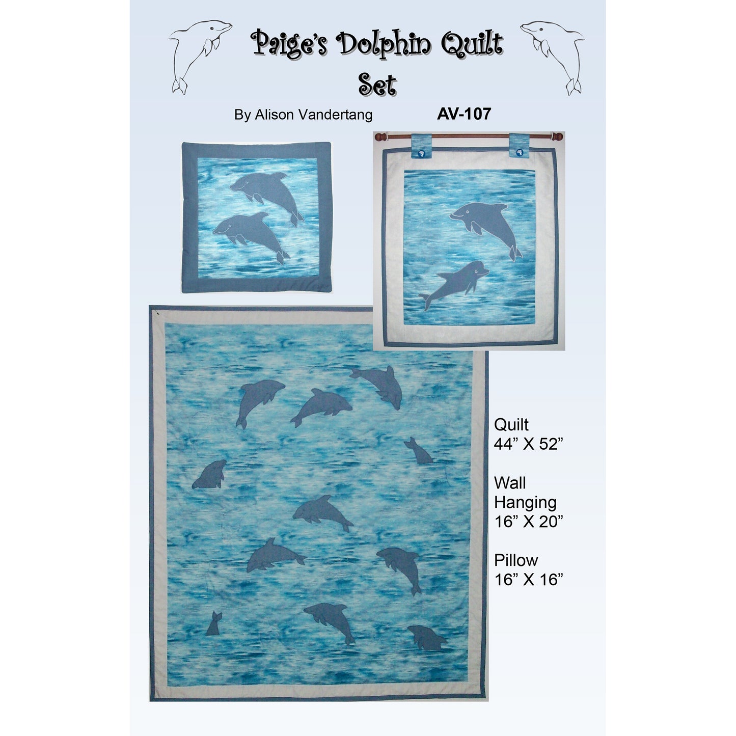 Paige's Dolphin Quilt Set AV-107e - Downloadable Pattern