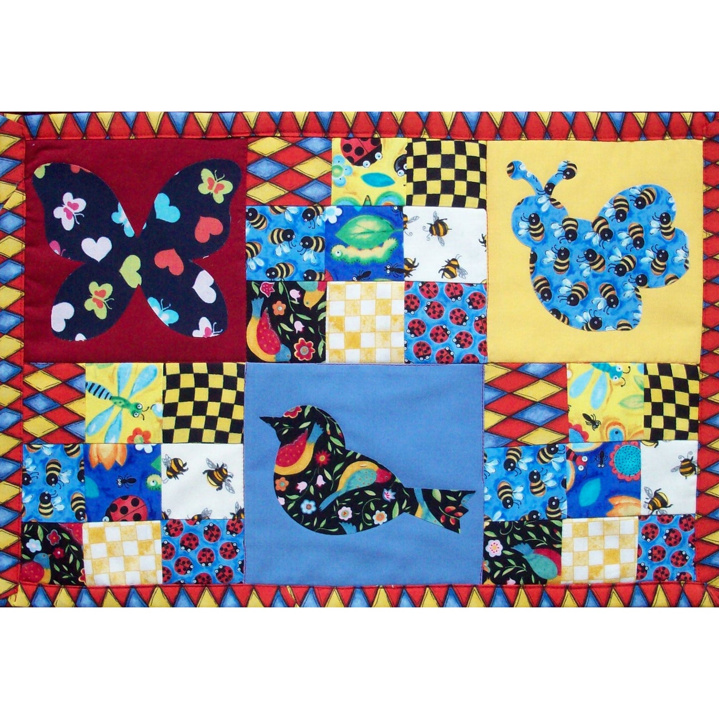 Birds, Bees and Butterflies Quilt and Placemat AV-113e - Downloadable Pattern