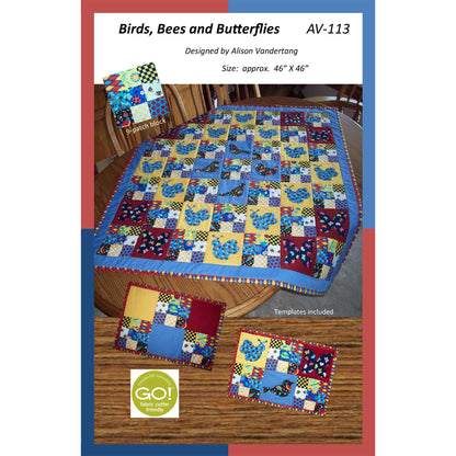 Birds, Bees and Butterflies Quilt and Placemat AV-113e - Downloadable Pattern