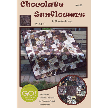Cover image of pattern for Chocolate Sunflowers quilt.