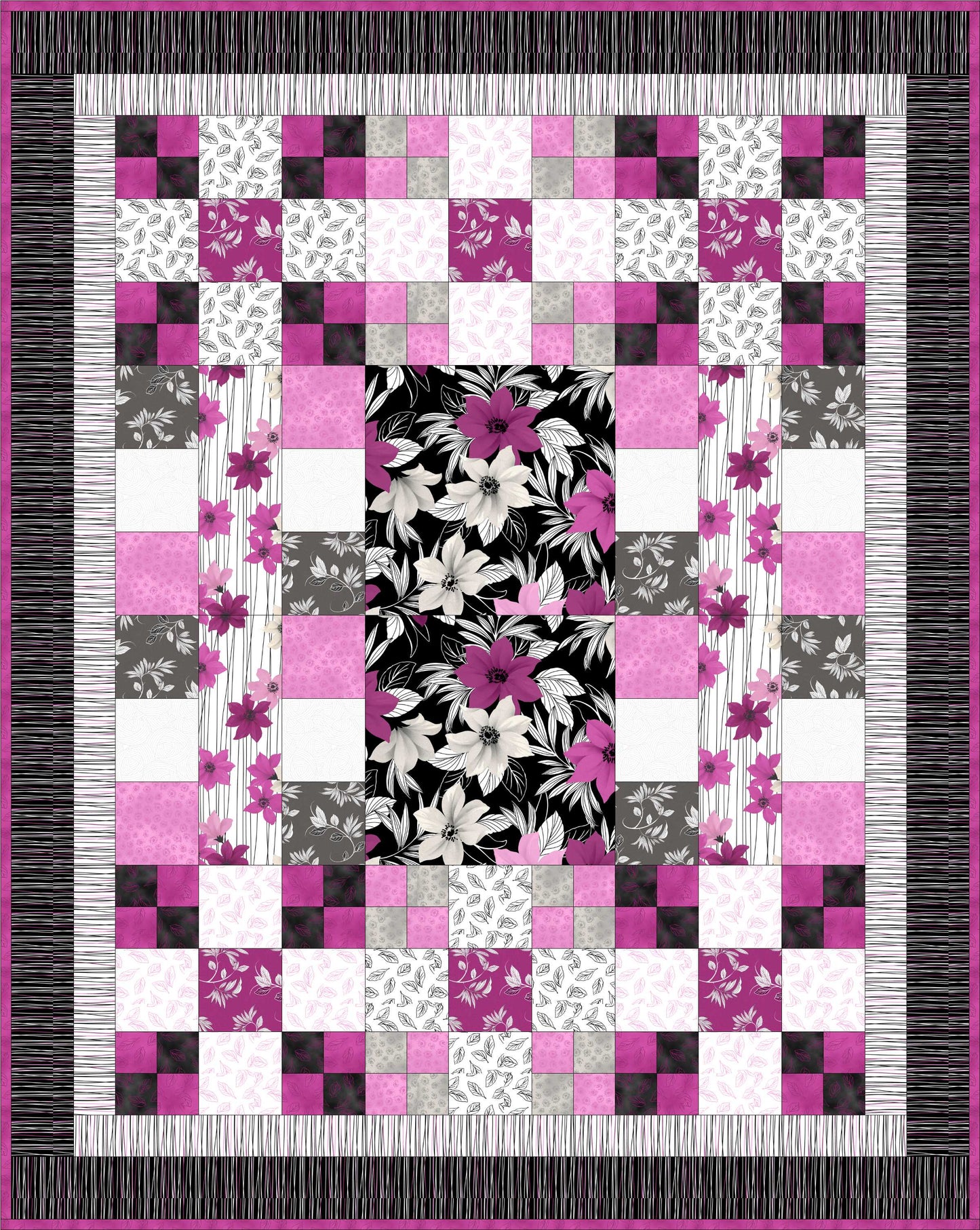 Lola's Bouquet Quilt & Pillow Set AV-136e - Downloadable Pattern