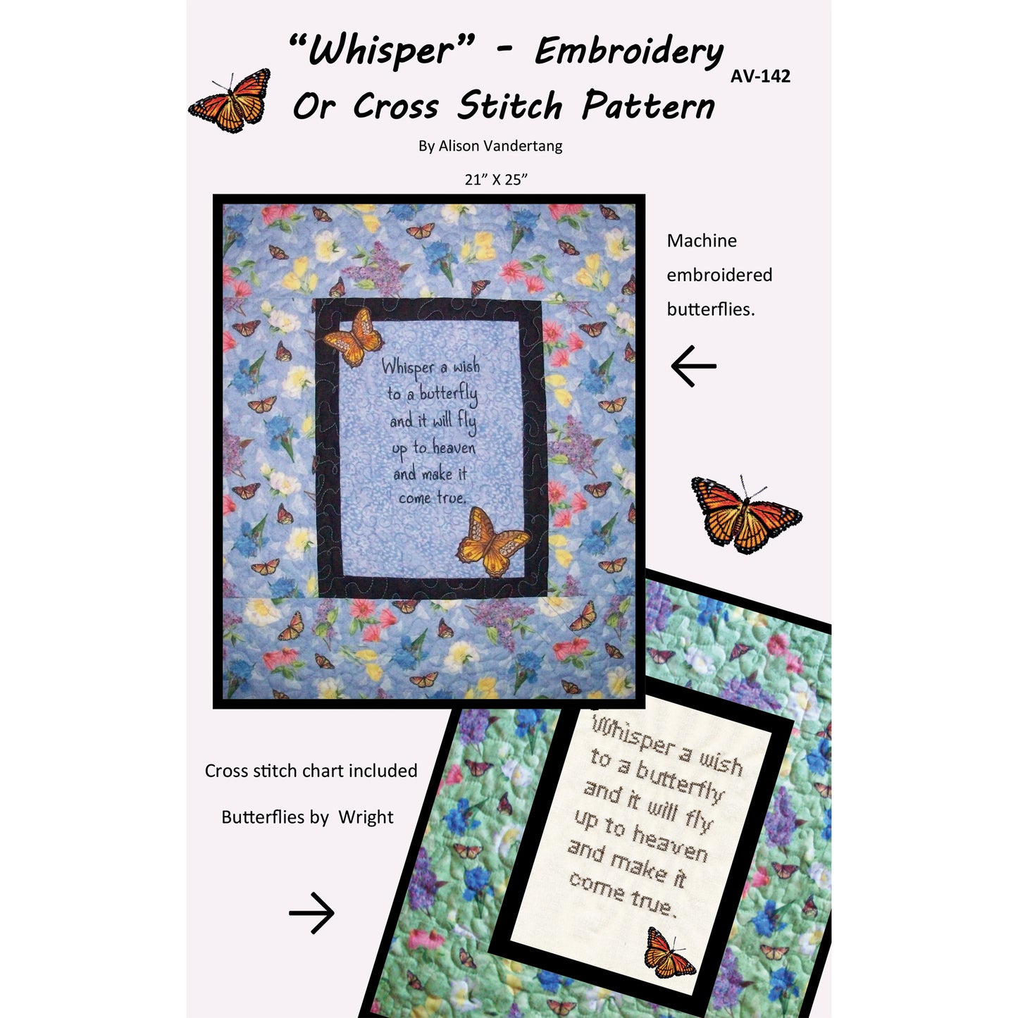 Whisper Embroidery or Cross Stitch AV-142e - Downloadable Pattern