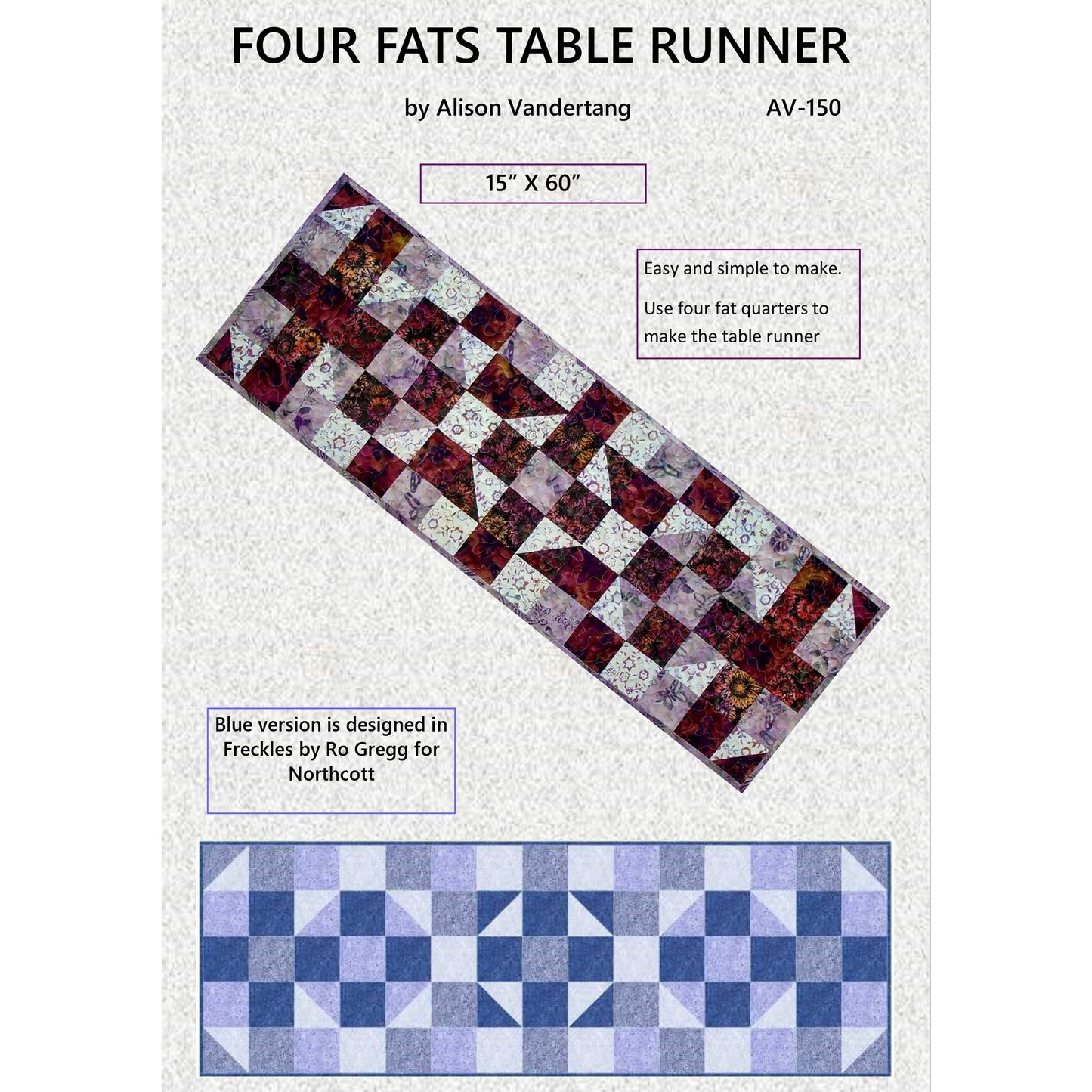 Four Fats Table Runner Pattern AV-150 - Paper Pattern