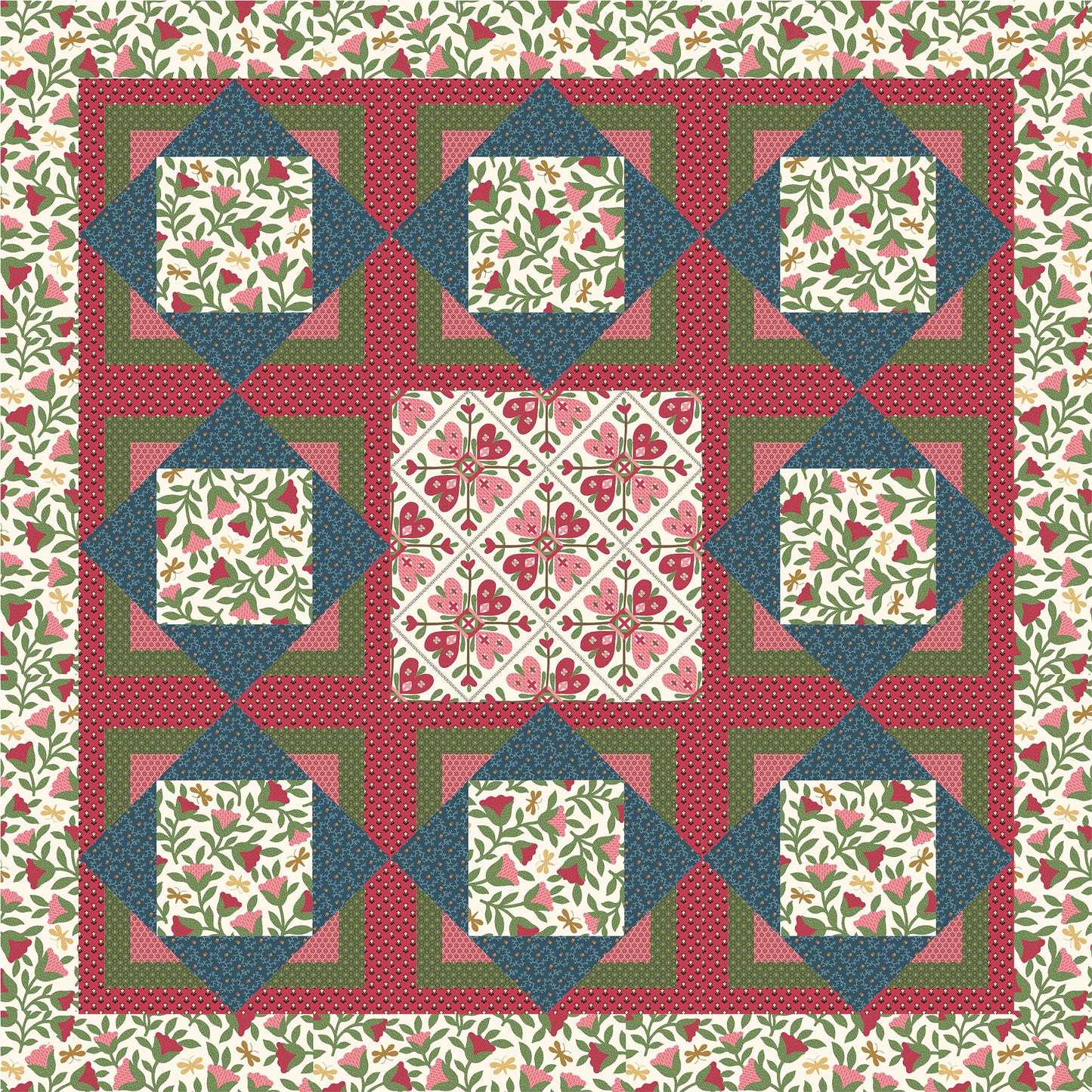 Three Squares Quilt AW-08e - Downloadable Pattern