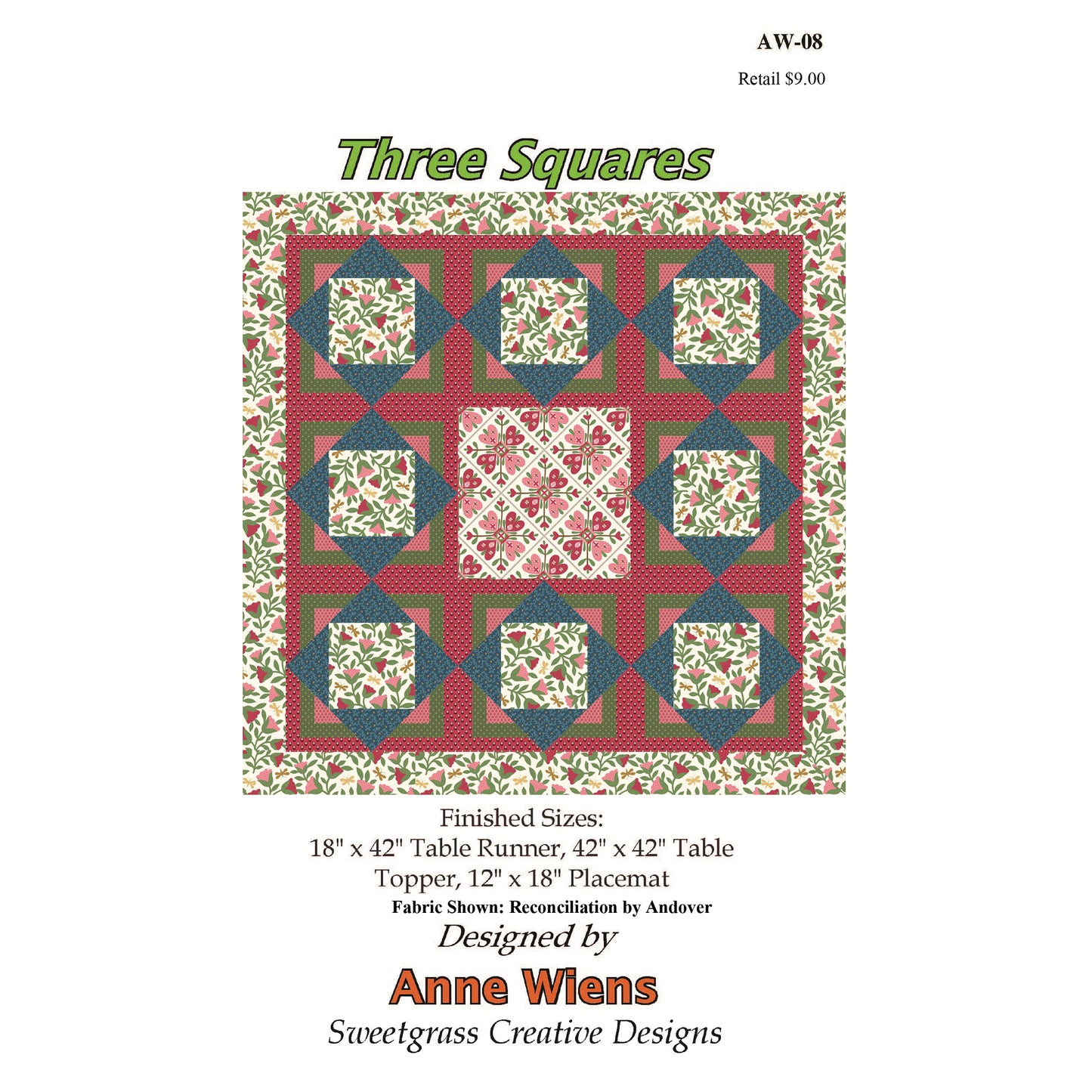 Three Squares Quilt AW-08e - Downloadable Pattern