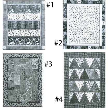 Four quilt layout for the Baby Loveys quilt pattern by Black Cat Creations.