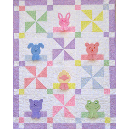 The Hankie Blankie Pets Baby quilt is an adorable quilt containing all 6 faces and paws for: bunny, dog, bear, duck, cat and frog.