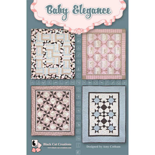 Cover for the Baby Elegance quilt pattern by Amy Cotham of Black Cat Creations.
