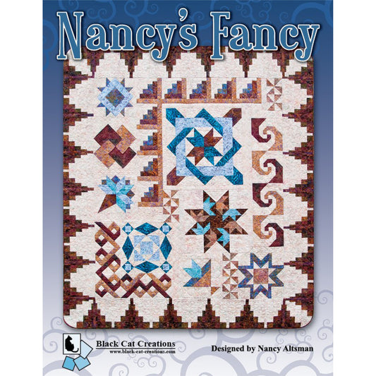 Cover for the Nancy's Fancy quilt pattern by Nancy Altsman of Black Cat Creations.