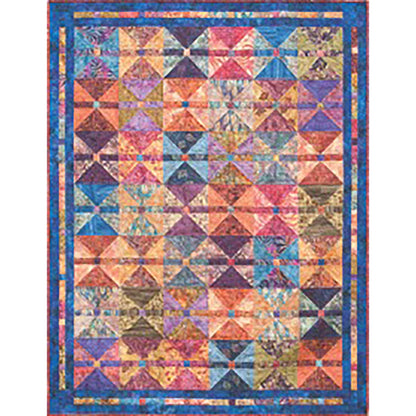Fat quarter quilt with diamonds with two colors each and rows between rows of diamonds with a line between them.