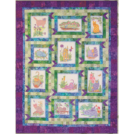 Plaid Cats in My Garden BOM Quilt BCC-238e - Downloadable Pattern