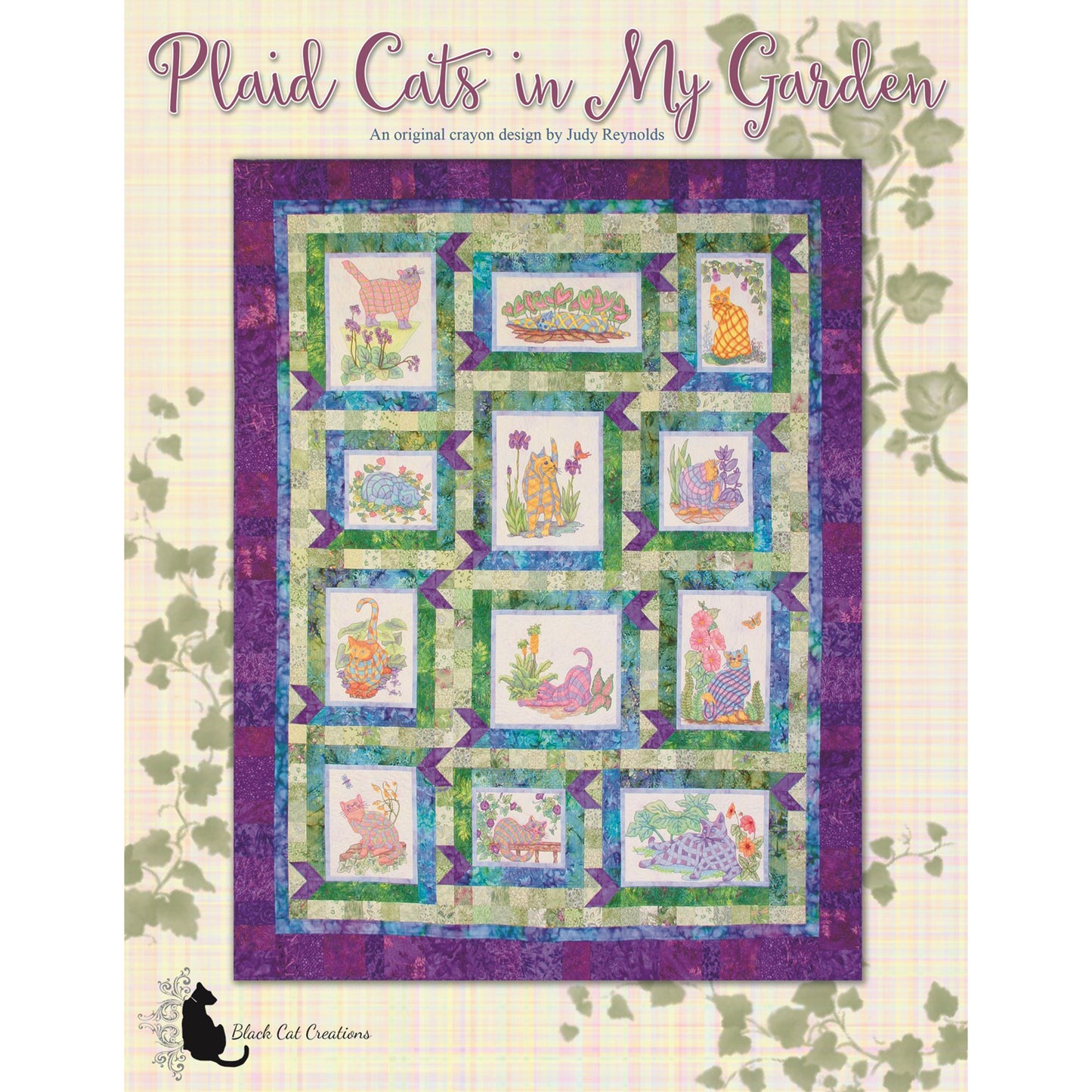 Plaid Cats in My Garden BOM Quilt BCC-238e - Downloadable Pattern