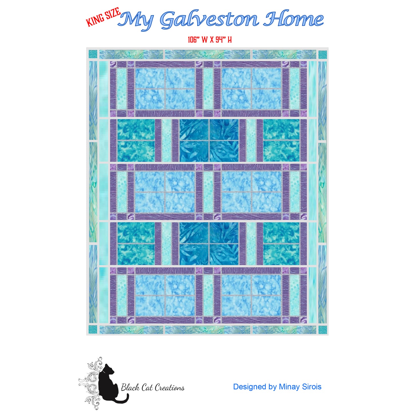 Cover image of pattern for My Galveston Home king-sized quilt.