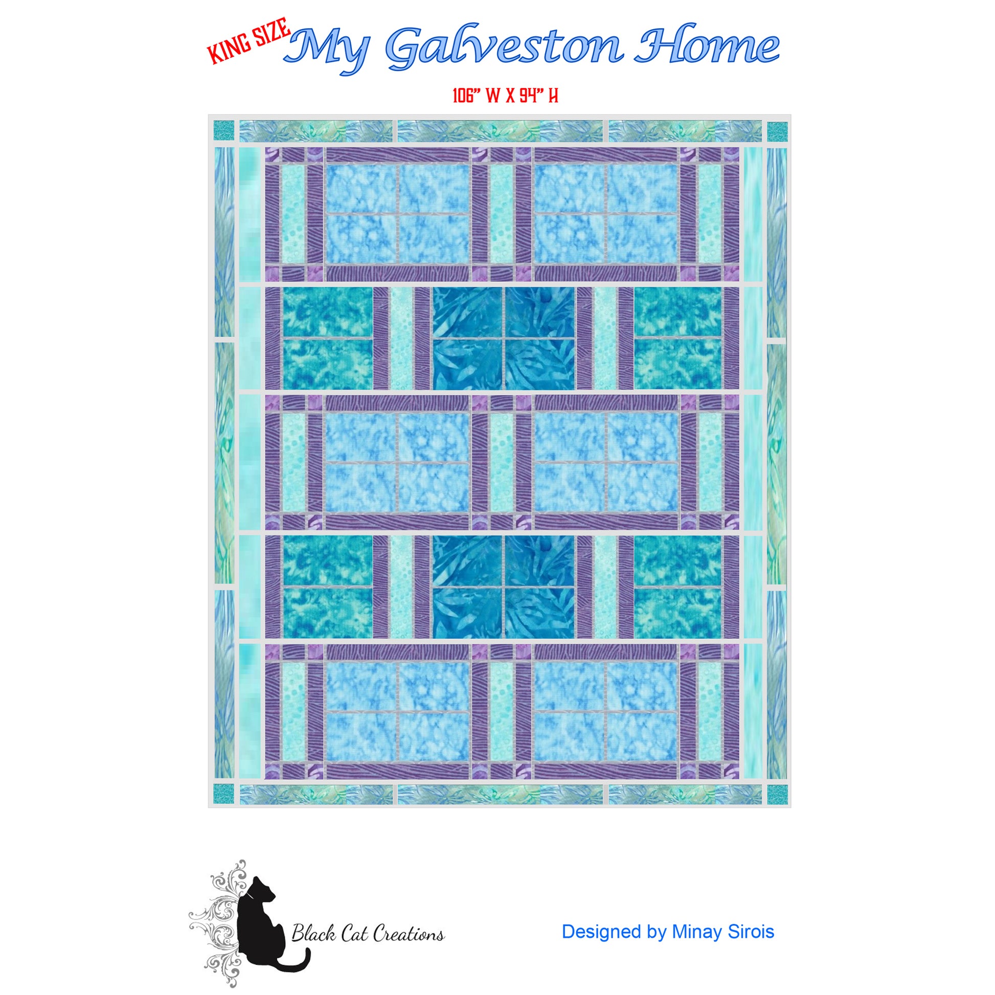 Cover image of pattern for My Galveston Home king-sized quilt.