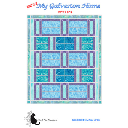 Cover image of pattern for My Galveston Home king-sized quilt.
