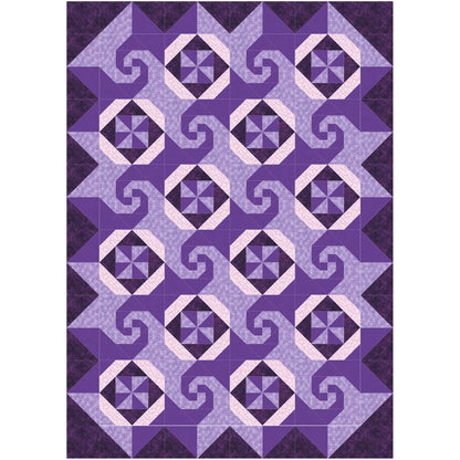 Cafe Latte quilt features squares of swirls, like on a latte made at a shop, pinwheel blocks, and thimble looking blocks.