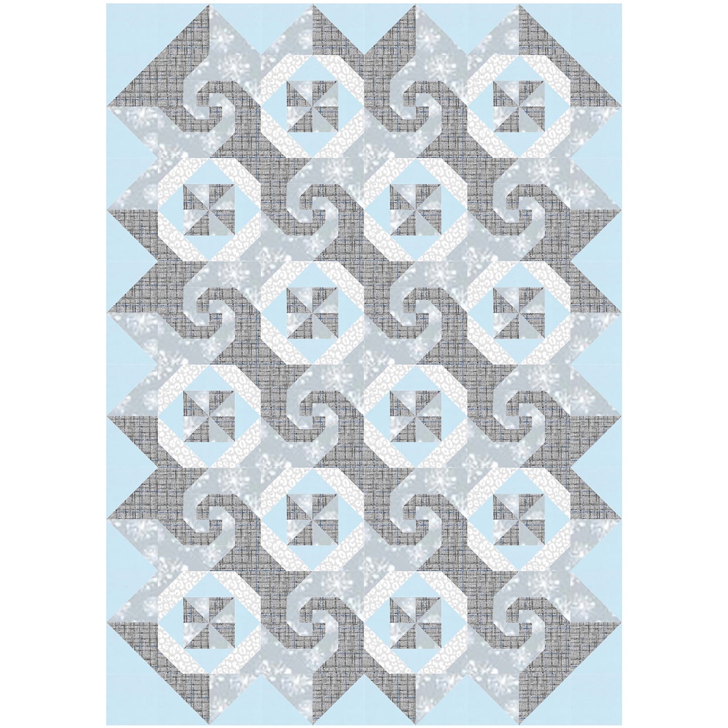 Cafe Latte quilt features squares of swirls, like on a latte made at a shop, pinwheel blocks, and thimble looking blocks.