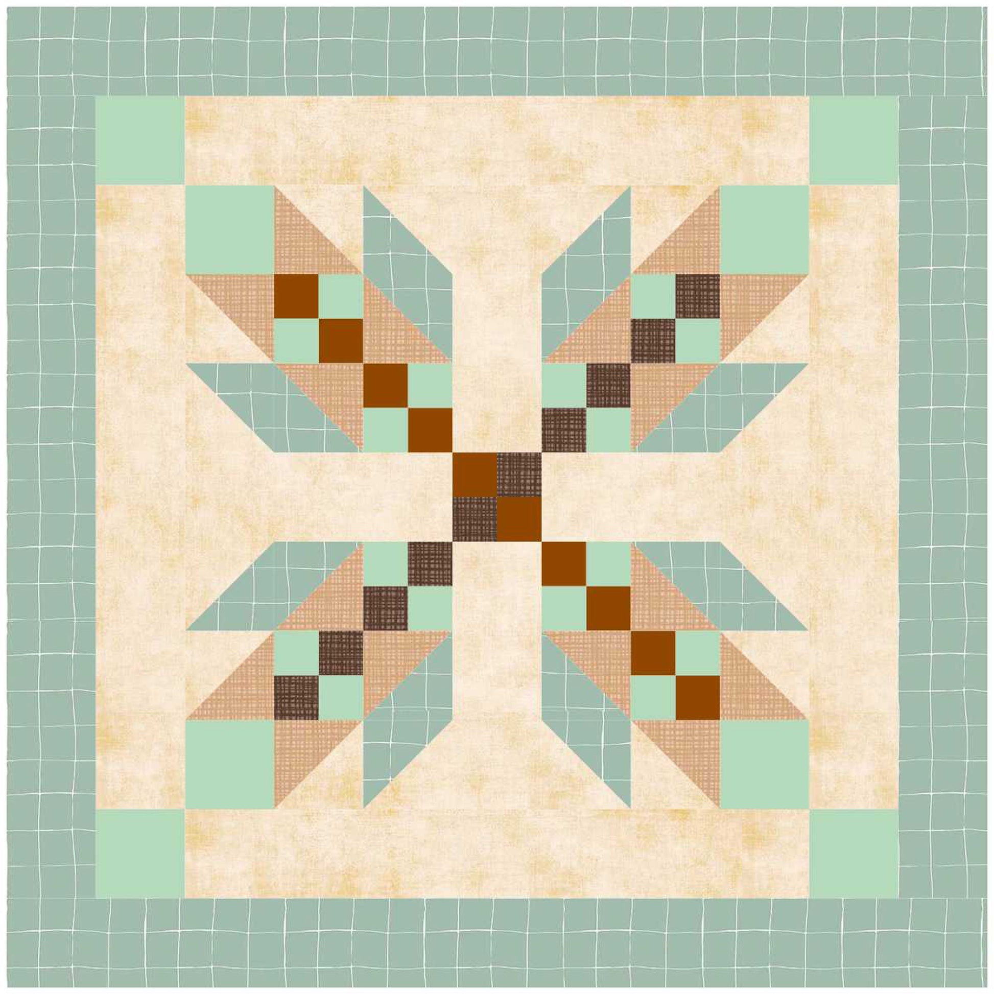 Quilt feature an X of what look like feathers to represent bear hugs.