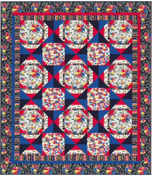 Barb's Fancy is a two block quilt that showcases a generous portion of your focus fabric.  This quilt can be made with one focus fabric, TOO.