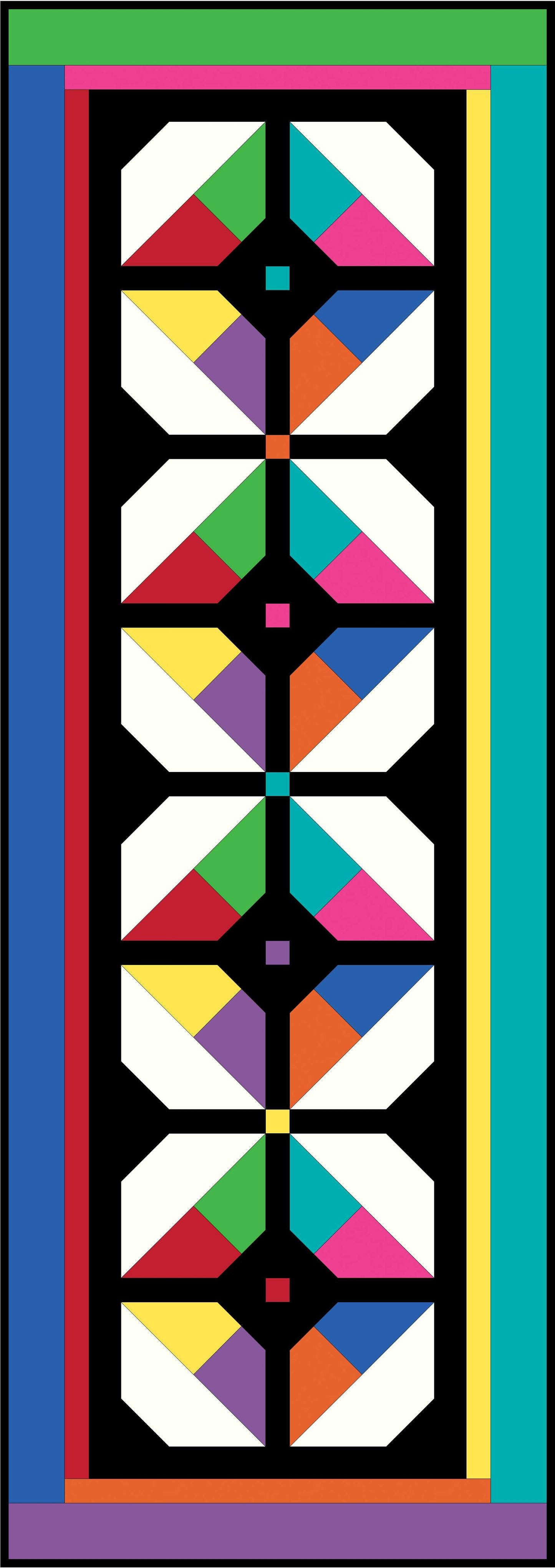 Colorful geometric pattern with a black background