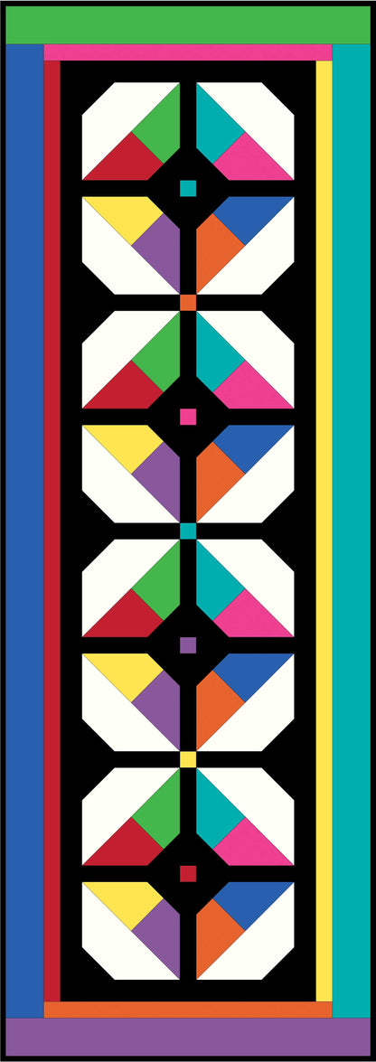 Colorful geometric pattern with a black background