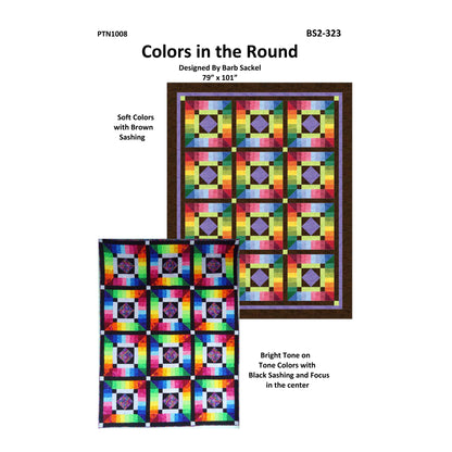 Quilt pattern with colorful geometric design and text describing design details.