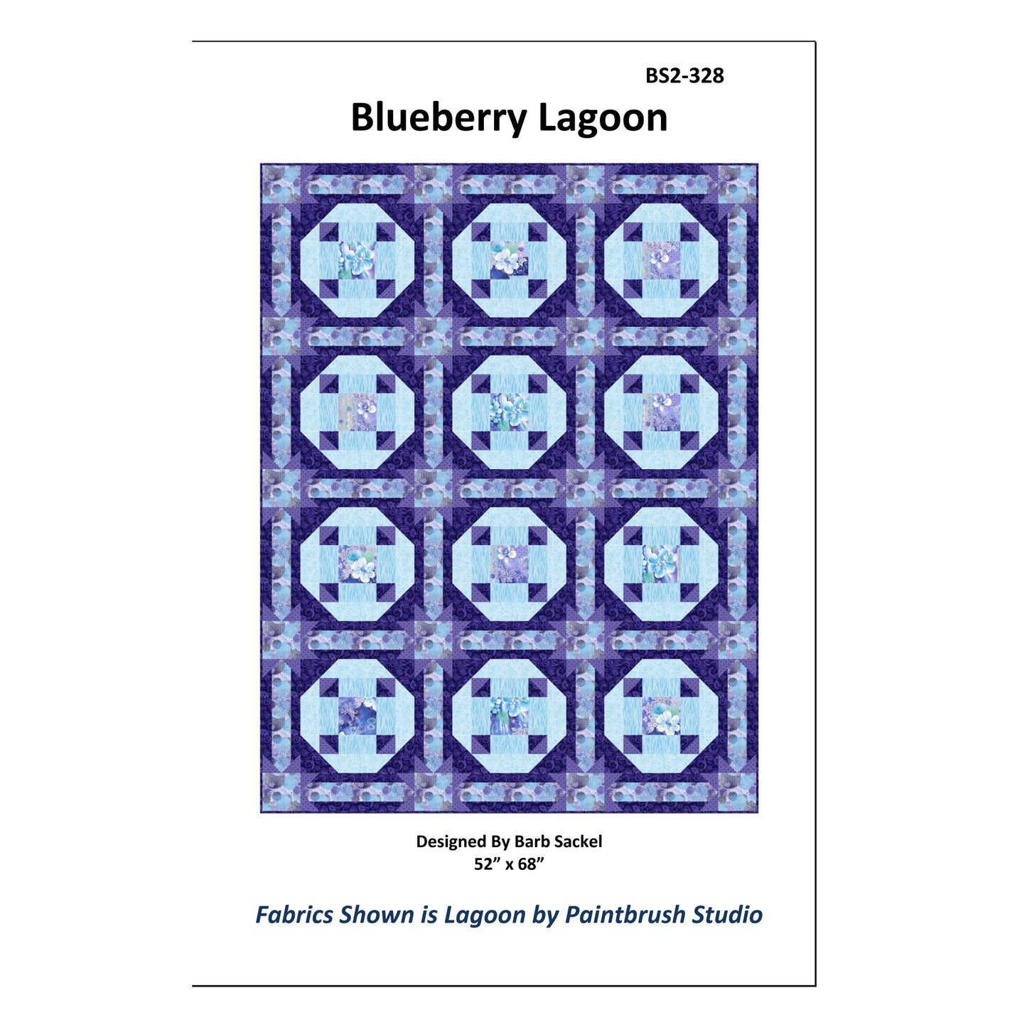 Quilt pattern cover for 'Blueberry Lagoon' with quilt design and product details.