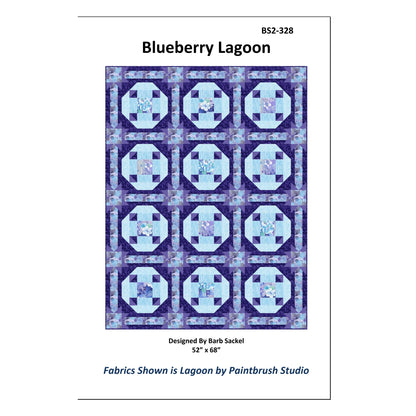 Quilt pattern cover for 'Blueberry Lagoon' with quilt design and product details.