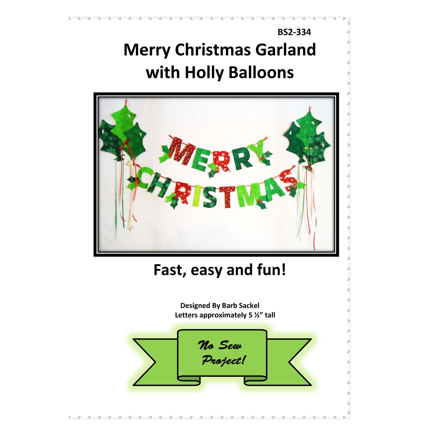 Merry Christmas garland with holly balloons design on a white background