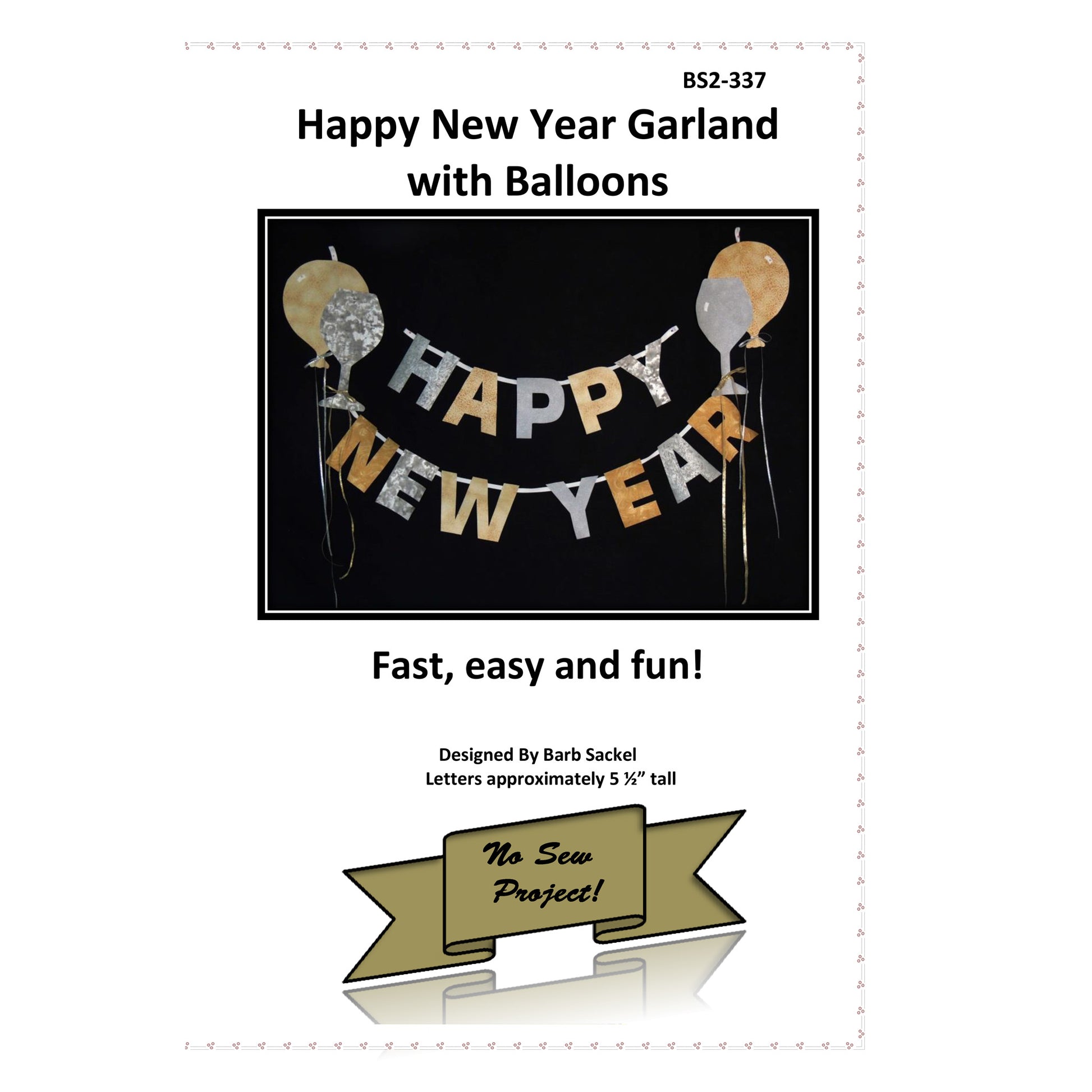 Happy New Year garland with balloons design on a white background