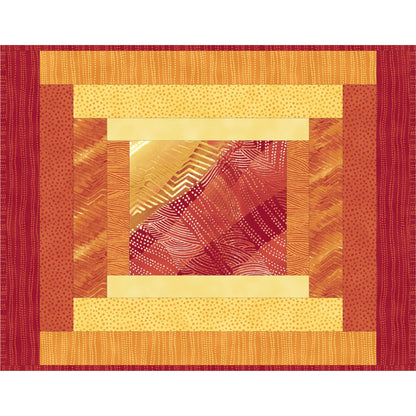 Colorful quilt with geometric pattern on a white background