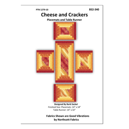 Pattern for Cheese and Crackers placemats and table runner with fabric design information.