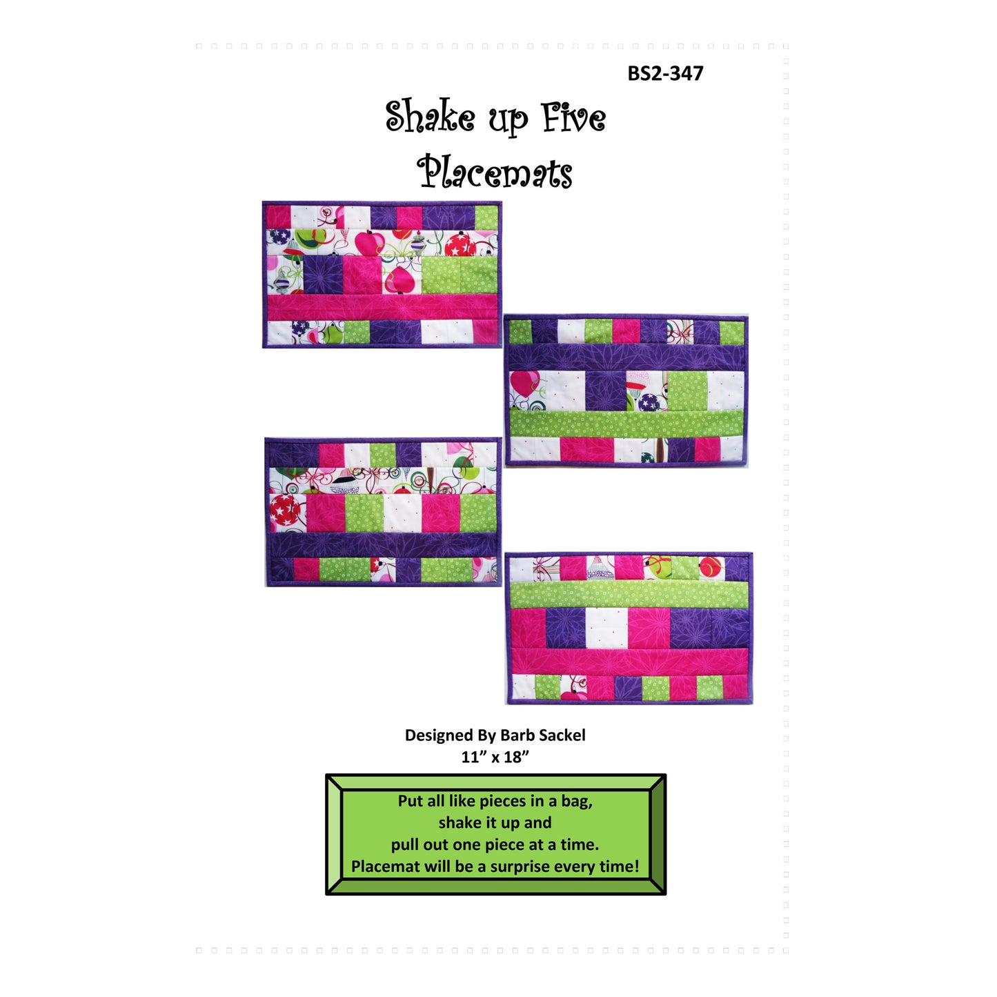 Shake up Five Placemats BS2-347e - Downloadable Pattern