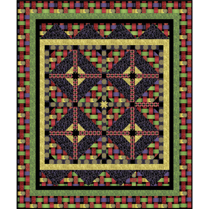 Fancy quilt features fun textured looking fabric in bright colors.