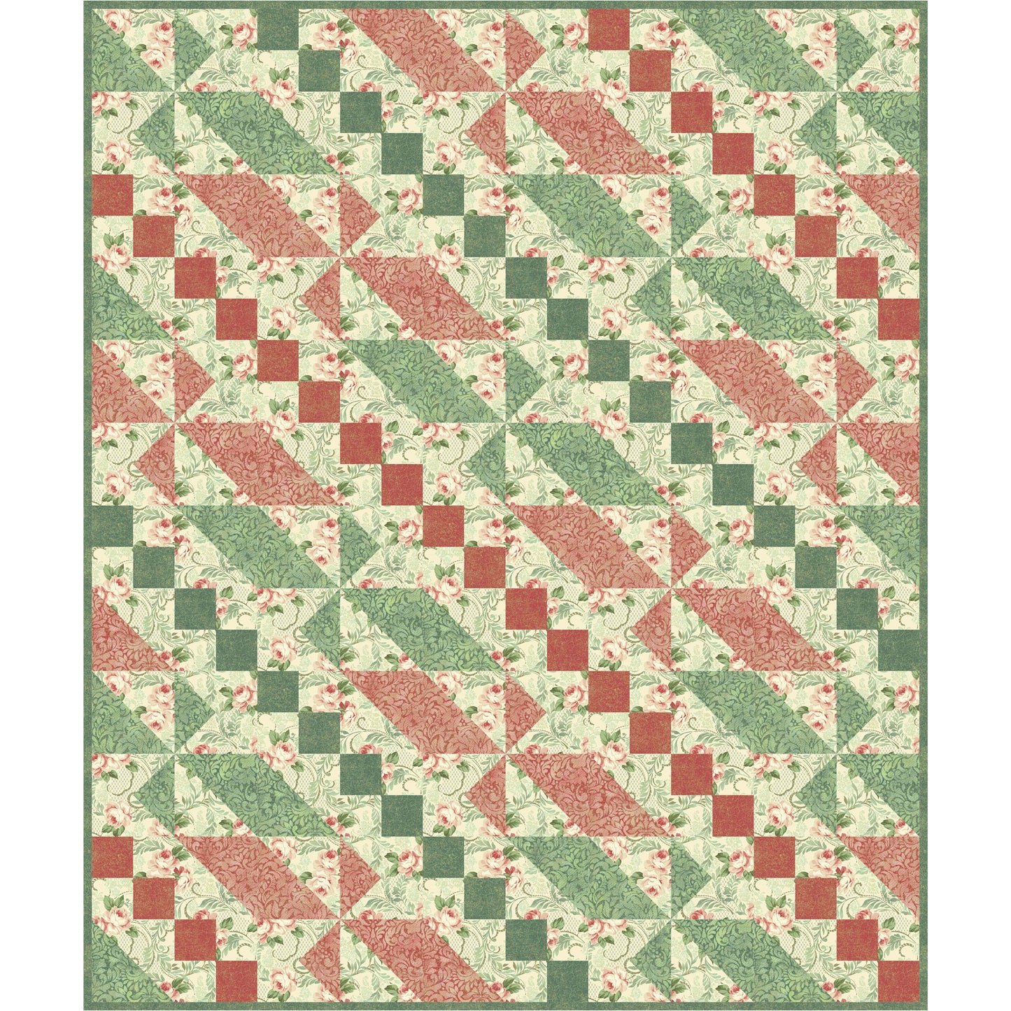 Fun quilt features diagonal rows of flattened stars and chains.