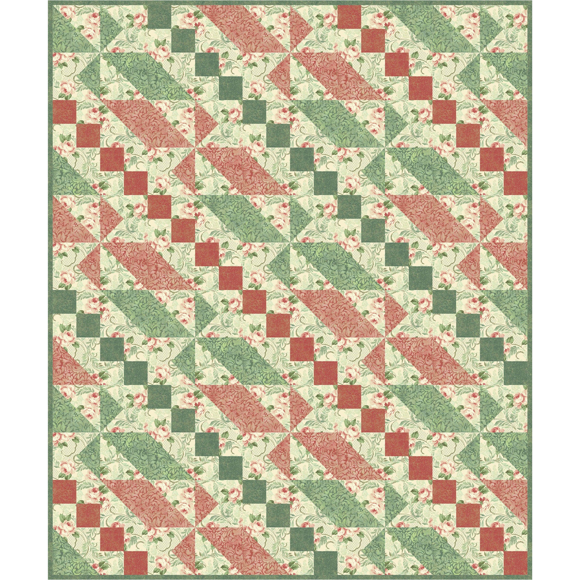 Fun quilt features diagonal rows of flattened stars and chains.