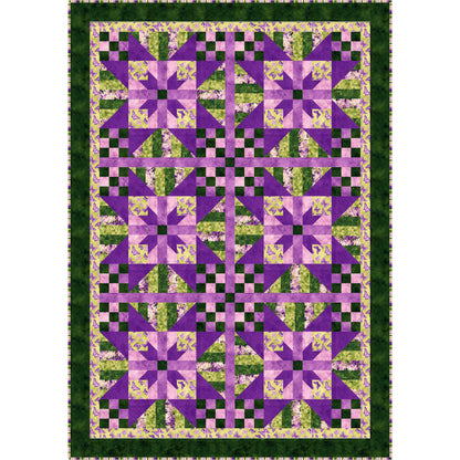 The cool palette of the fabric line shown will shower you with a feeling of calmness and serenity.  Stars and nine patch blocks with diamonds and could look a bit like flowers or presents.