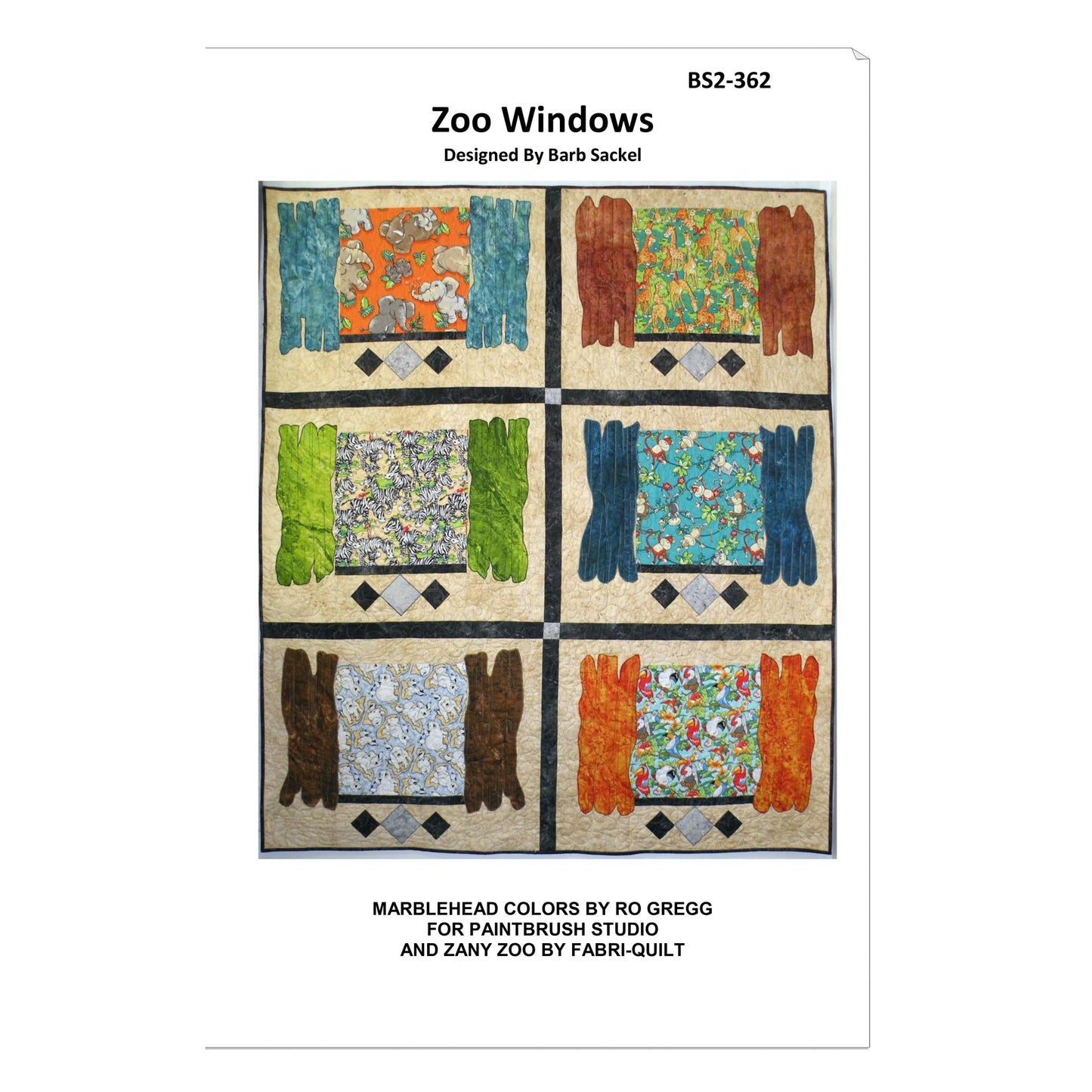 Cover image of pattern for Zoo Windows quilt.