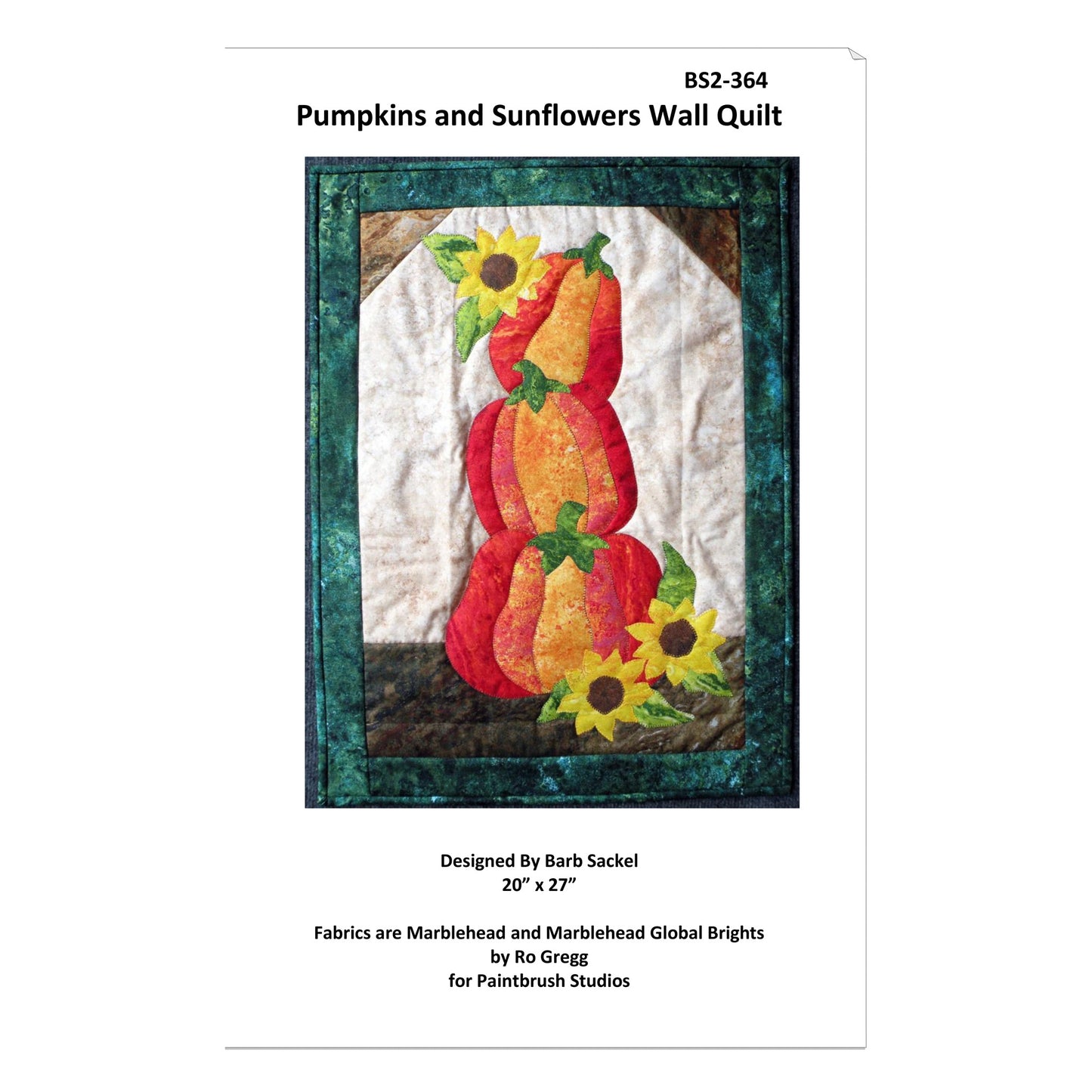 Cover image of pattern for Pumpkins and Sunflowers wall quilt.