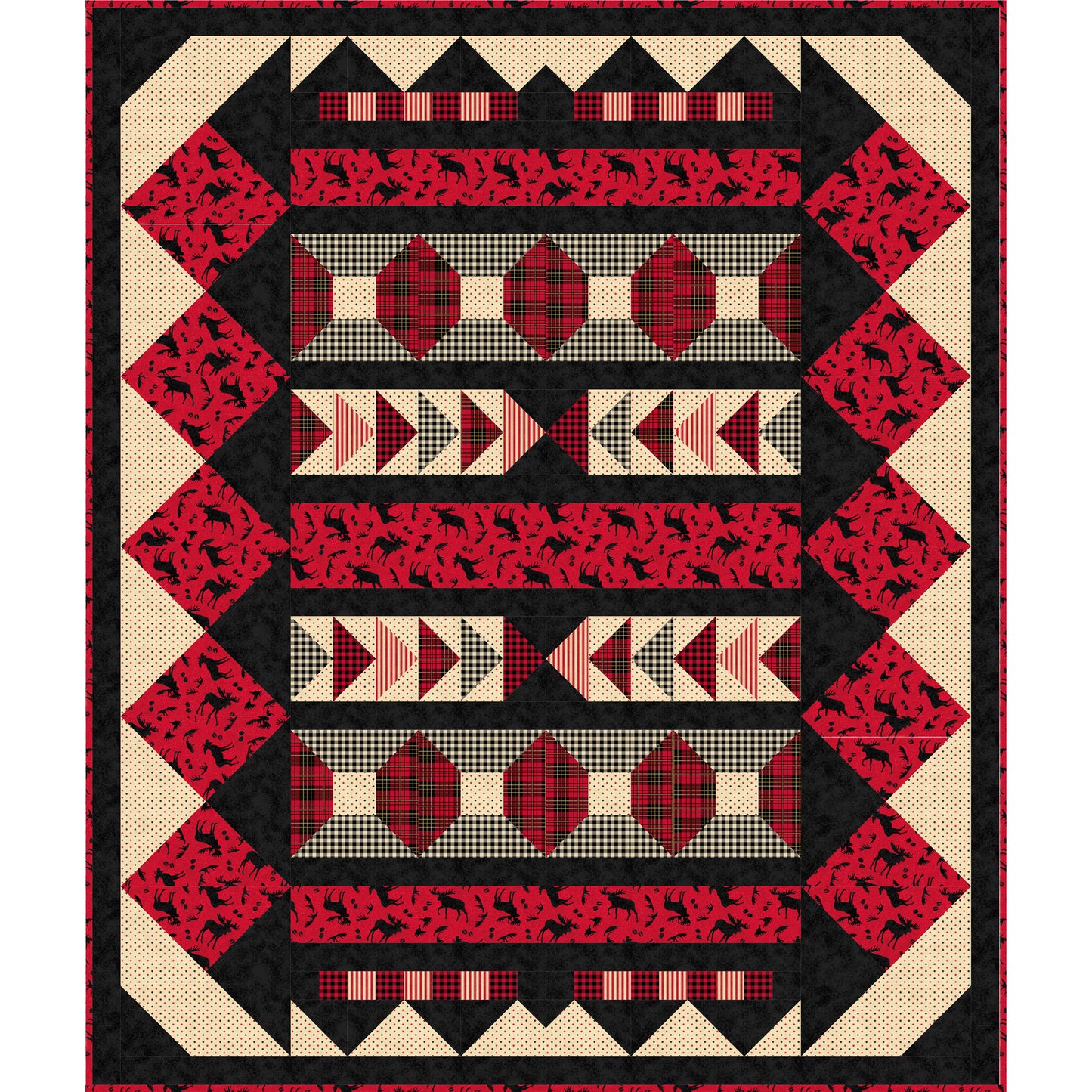 Fun quilt features different shapes to make a fun, eye catching quilt.