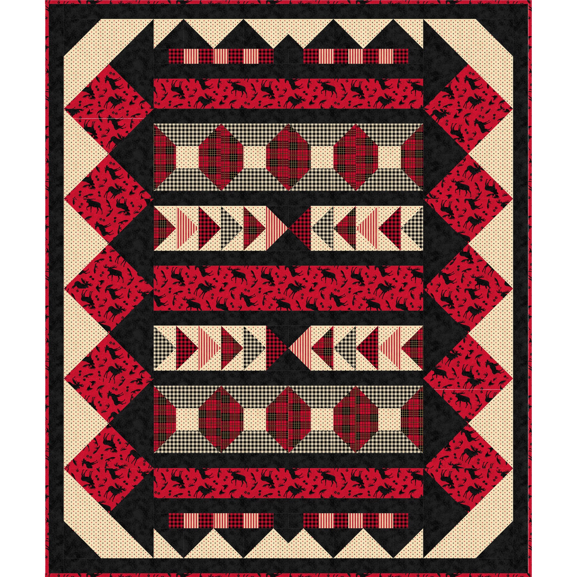 Fun quilt features different shapes to make a fun, eye catching quilt.