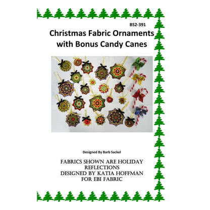 Cover image of pattern for Christmas Fabric Ornaments with Bonus Candy Canes.