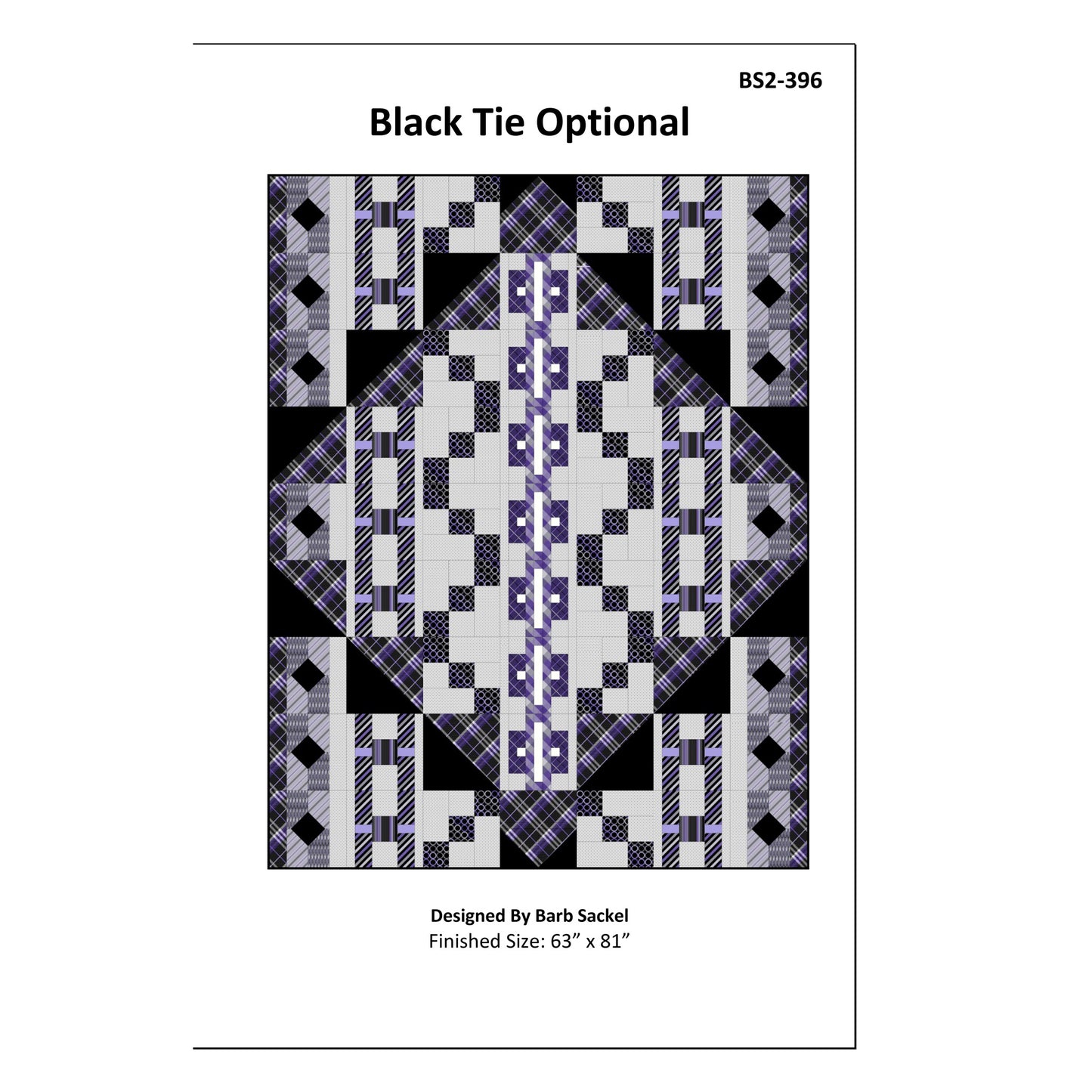 Image of the cover for the Black Tie Optional quilt pattern by Barb Sackel.