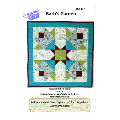 Image of the cover for the Barb's Garden quilt pattern by Barb Sackel.