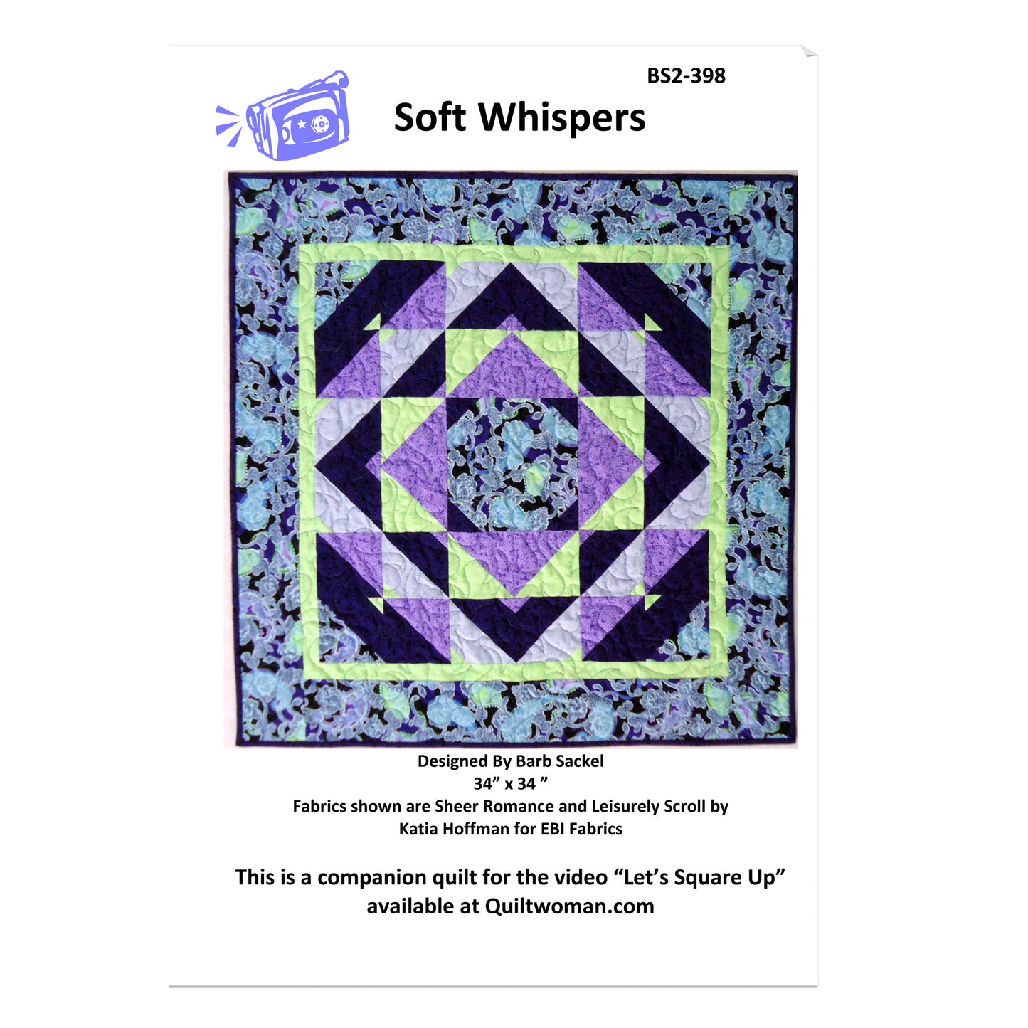 Image of the cover for the Soft Whispers quilt pattern by Barb Sackel.