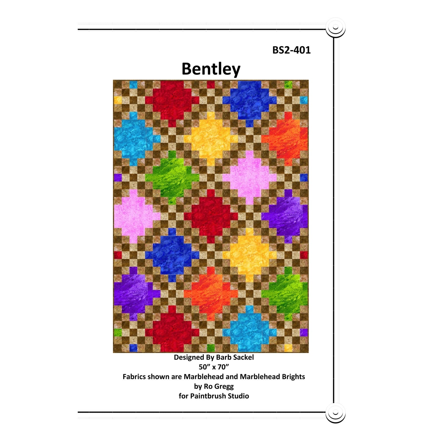 Image of the cover for the Bentley quilt pattern by Barb Sackel.