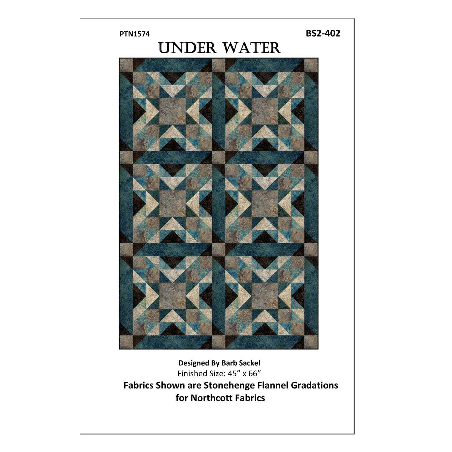 Image of the cover for the Under Water quilt pattern by Barb Sackel.