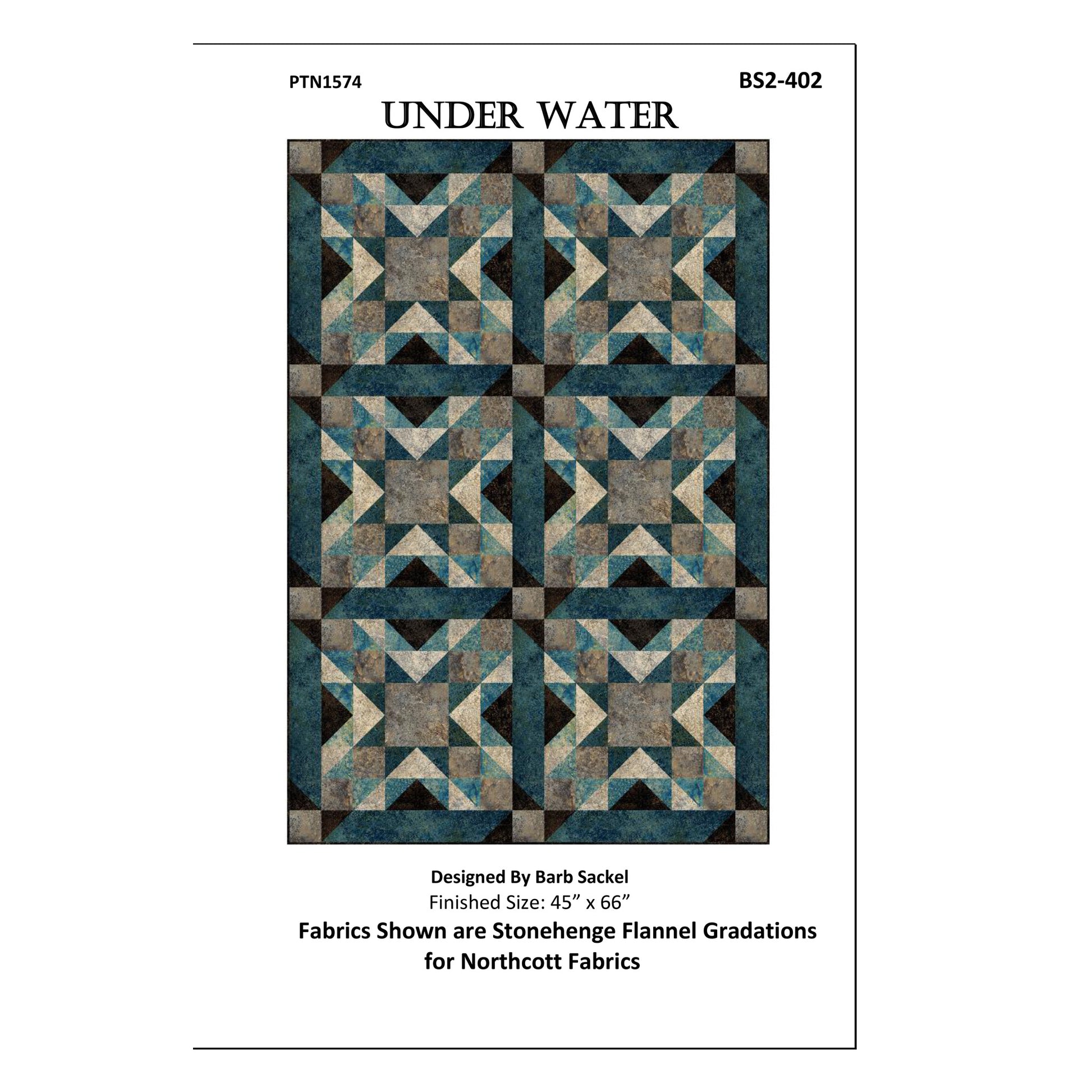 Image of the cover for the Under Water quilt pattern by Barb Sackel.
