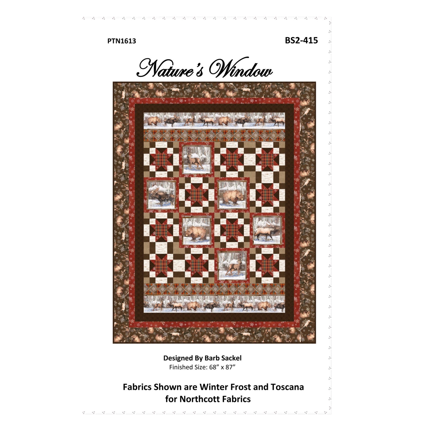 Quilt pattern cover with a quilt design and branding information.